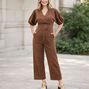 Anthro Ética Brown Organic Cotton Utility Jumpsuit S Gorpcore Heritage Woods Boh